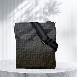 Fendi FF Canvas Brown Crossbody Bag